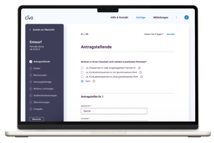 Frontansicht eines Laptos mit dem CIVO Dashboard